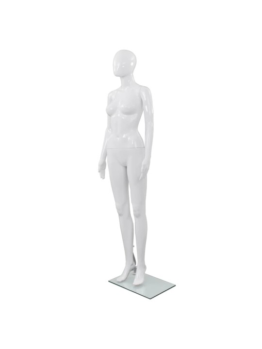 Dámská figurína celá postava základna ze skla lesklá bílá 175cm