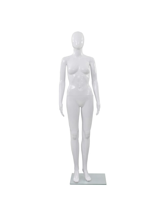 Dámská figurína celá postava základna ze skla lesklá bílá 175cm