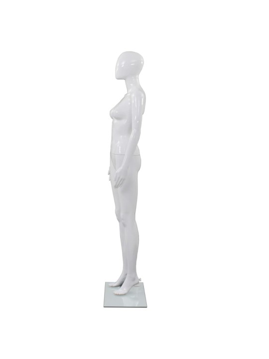 Dámská figurína celá postava základna ze skla lesklá bílá 175cm