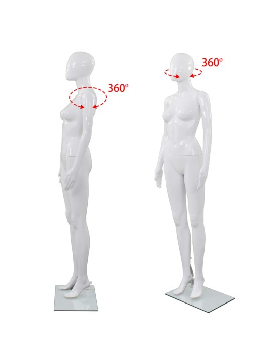 Dámská figurína celá postava základna ze skla lesklá bílá 175cm