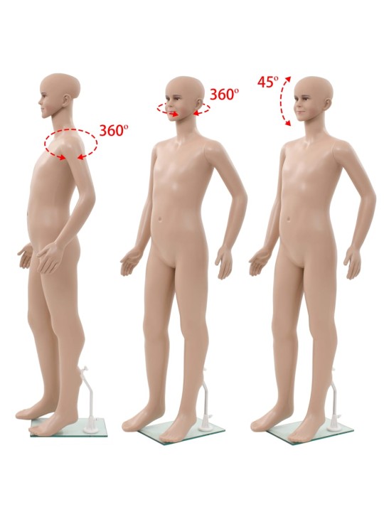 Dětská figurína celá postava základna ze skla béžová 140 cm
