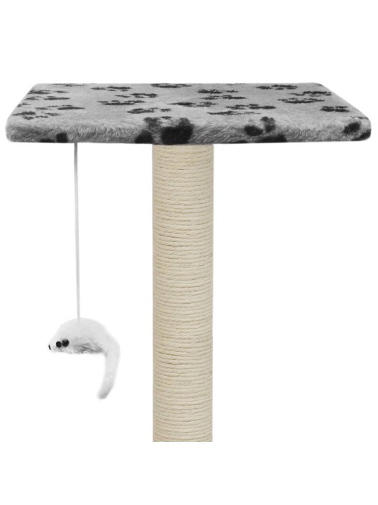 Škrabadlo pro kočky sisalové sloupky 95 cm šedé potisk tlapek