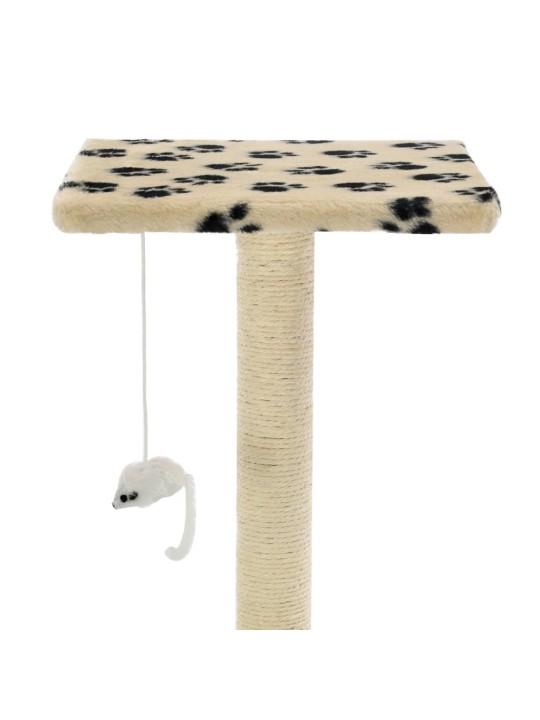 Škrabadlo pro kočky sisalové sloupky 95 cm béžové potisk tlapek