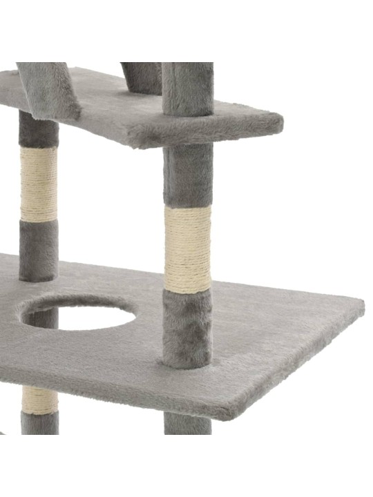 Škrabadlo pro kočky se sisalovými sloupky 230–260 cm šedé