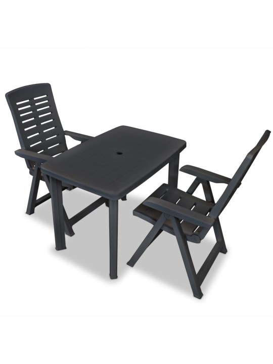 3dílný bistro set plastový antracitový