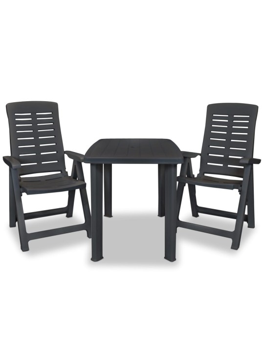 3dílný bistro set plastový antracitový
