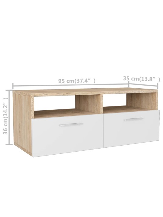 TV skříňky 2 ks kompozitní dřevo 95 x 35 x 36 cm dub a bílé