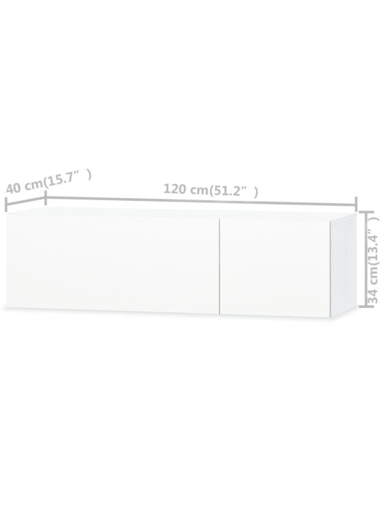 TV skříňky 2 ks kompozitní dřevo 120x40x34 cm bílé vysoký lesk