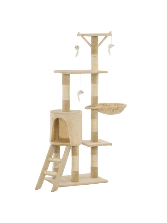 Škrabadlo pro kočky se sisalovými sloupky 138 cm béžové