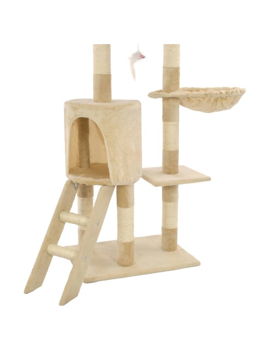 Škrabadlo pro kočky se sisalovými sloupky 138 cm béžové