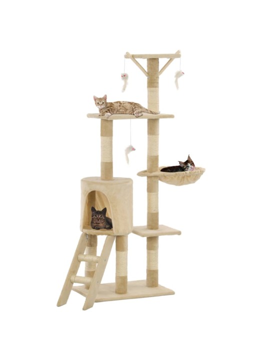 Škrabadlo pro kočky se sisalovými sloupky 138 cm béžové