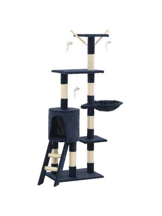 Škrabadlo pro kočky se sisalovými sloupky 138 cm tmavě modré
