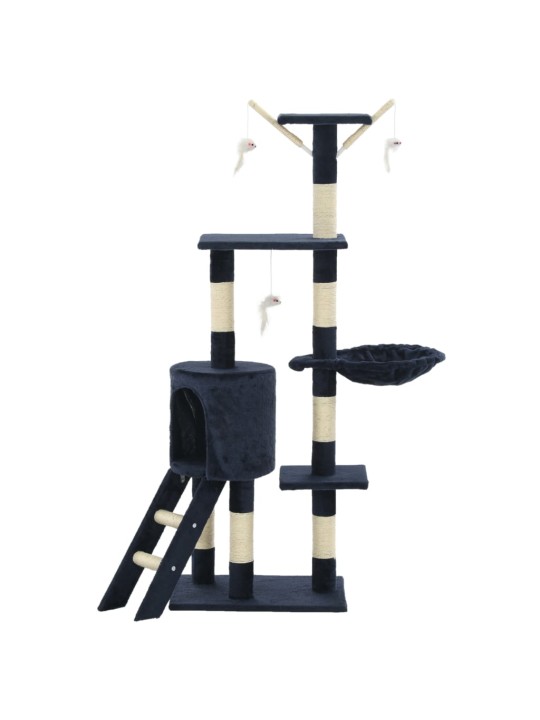 Škrabadlo pro kočky se sisalovými sloupky 138 cm tmavě modré