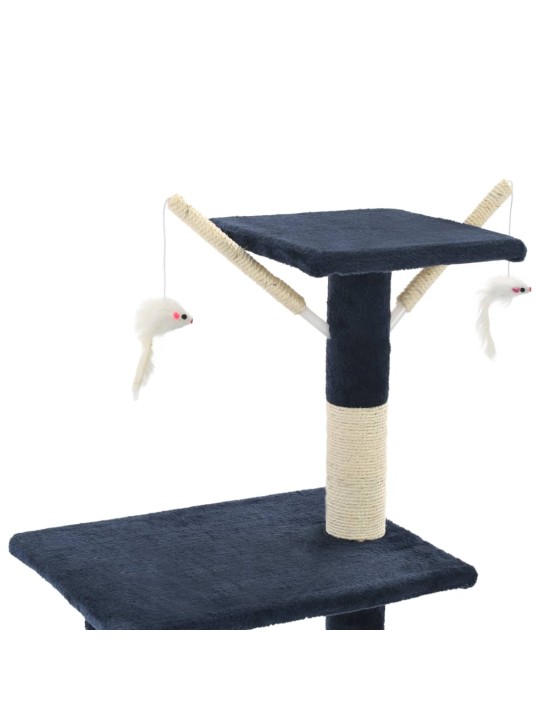 Škrabadlo pro kočky se sisalovými sloupky 138 cm tmavě modré