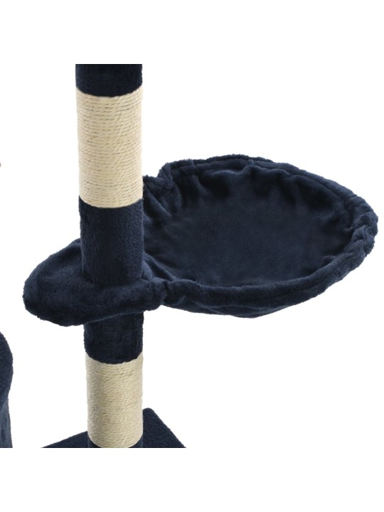 Škrabadlo pro kočky se sisalovými sloupky 138 cm tmavě modré