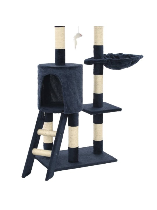 Škrabadlo pro kočky se sisalovými sloupky 138 cm tmavě modré