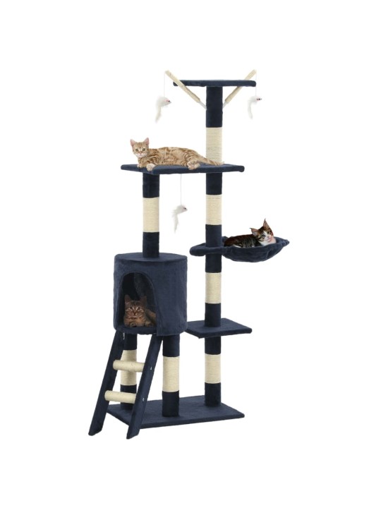 Škrabadlo pro kočky se sisalovými sloupky 138 cm tmavě modré