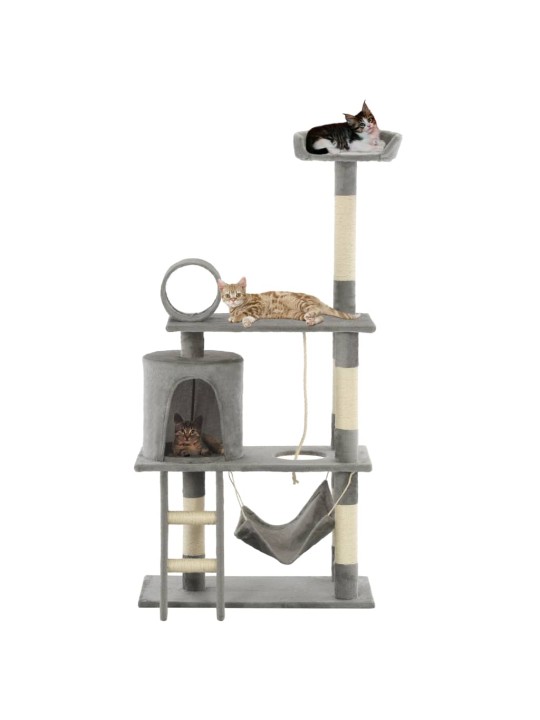 Škrabadlo pro kočky se sisalovými sloupky 140 cm šedé