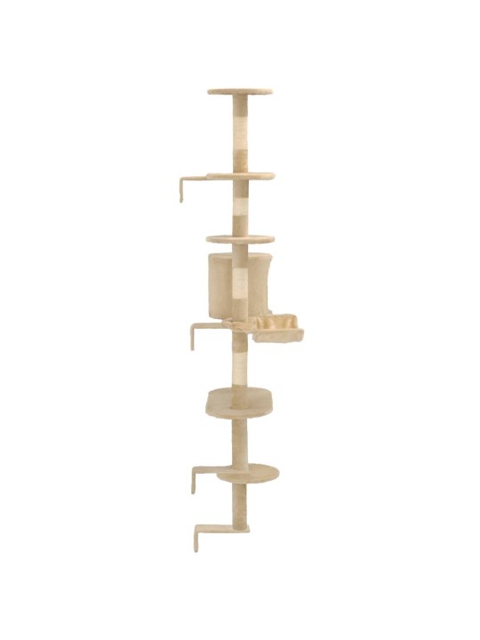 Nástěnné škrabadlo pro kočky se sisalovými sloupky 194cm béžové