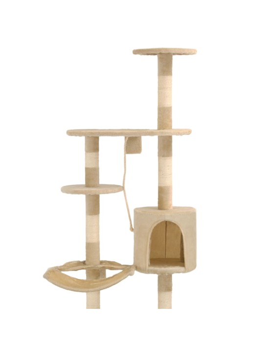 Nástěnné škrabadlo pro kočky se sisalovými sloupky 194cm béžové