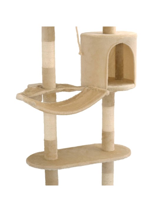 Nástěnné škrabadlo pro kočky se sisalovými sloupky 194cm béžové