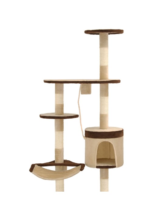 Nástěnné škrabadlo pro kočky sisalové sloupky 194cm béžovohnědé