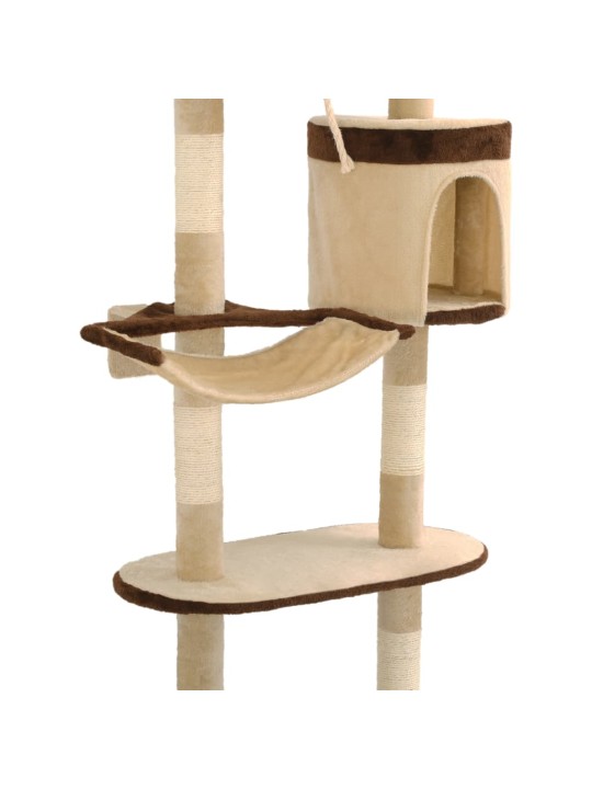 Nástěnné škrabadlo pro kočky sisalové sloupky 194cm béžovohnědé