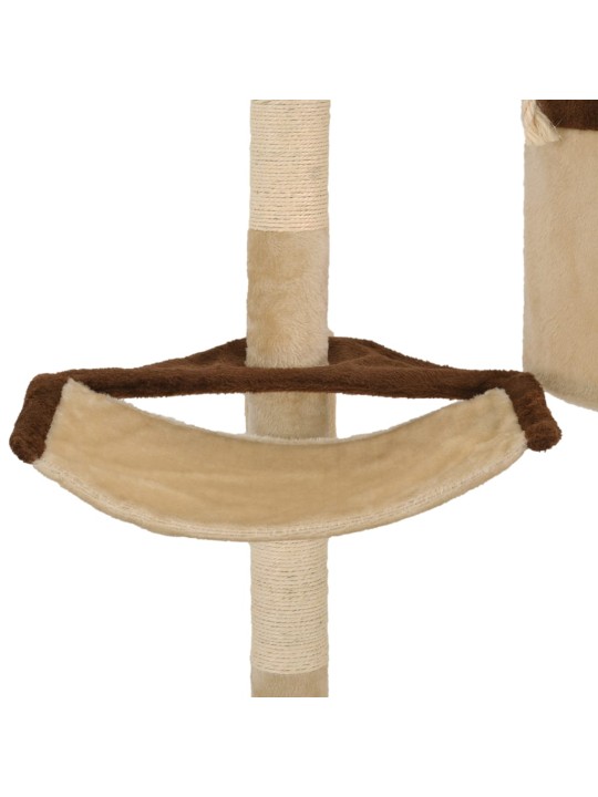Nástěnné škrabadlo pro kočky sisalové sloupky 194cm béžovohnědé