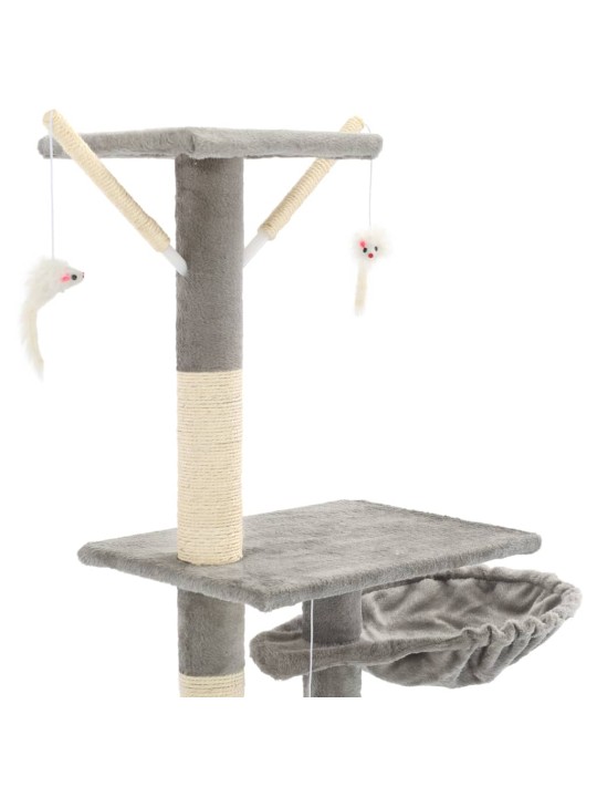 Škrabadlo pro kočky se sisalovými sloupky 230–250 cm šedé