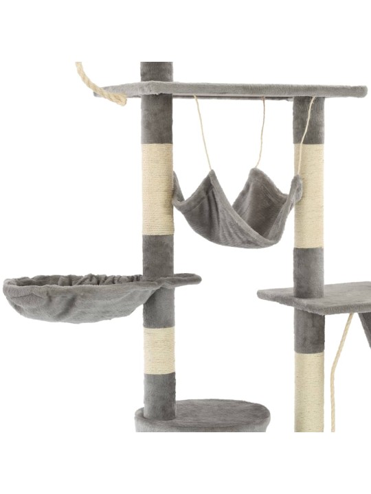 Škrabadlo pro kočky se sisalovými sloupky 230–250 cm šedé