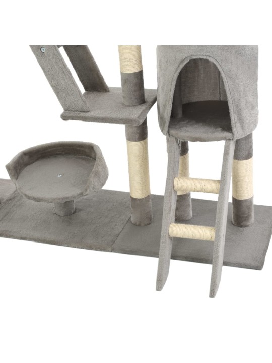 Škrabadlo pro kočky se sisalovými sloupky 230–250 cm šedé