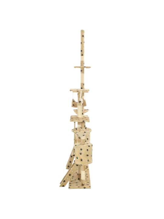 Škrabadlo pro kočky sisalové sloupky 230-250 cm béžové, tlapky