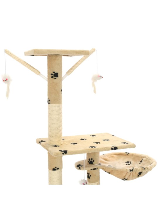 Škrabadlo pro kočky sisalové sloupky 230-250 cm béžové, tlapky