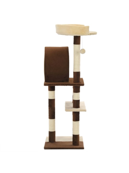 Škrabadlo pro kočky se sisalovými sloupky 127 cm béžovo-hnědé