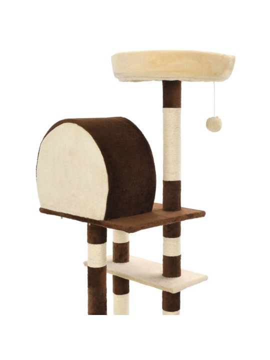 Škrabadlo pro kočky se sisalovými sloupky 127 cm béžovo-hnědé