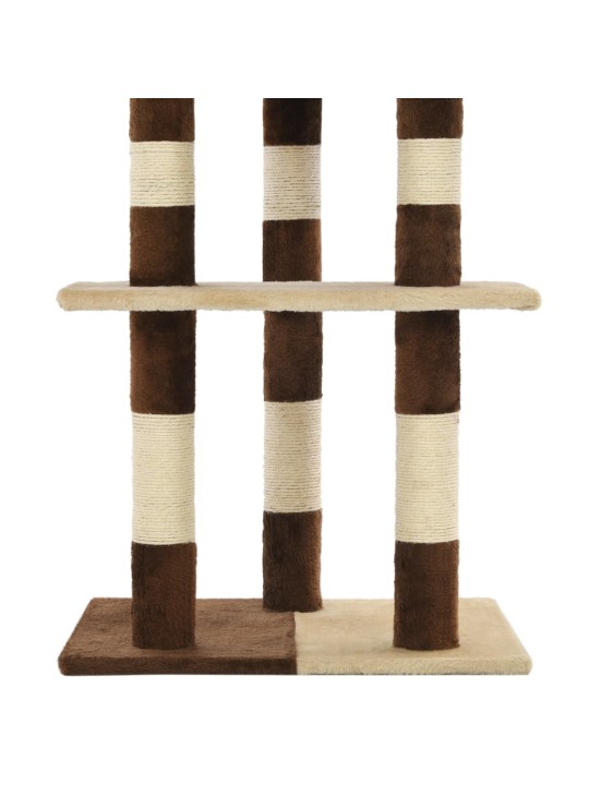 Škrabadlo pro kočky se sisalovými sloupky 127 cm béžovo-hnědé