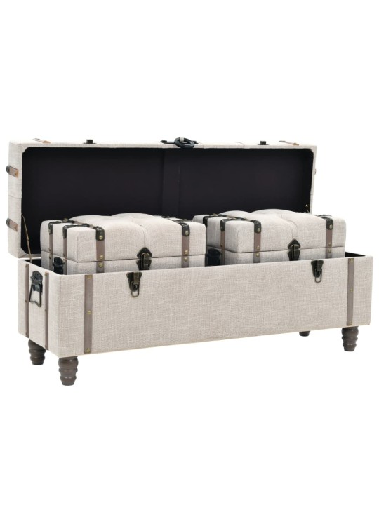 Sada úložných lavic 3 kusy masivní dřevo a ocel 112x37x45 cm
