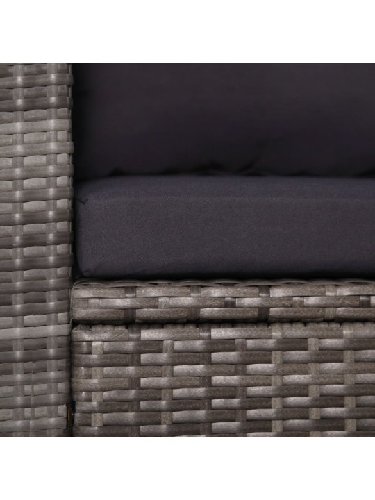3dílný bistro set s poduškami hnědý polyratan šedý