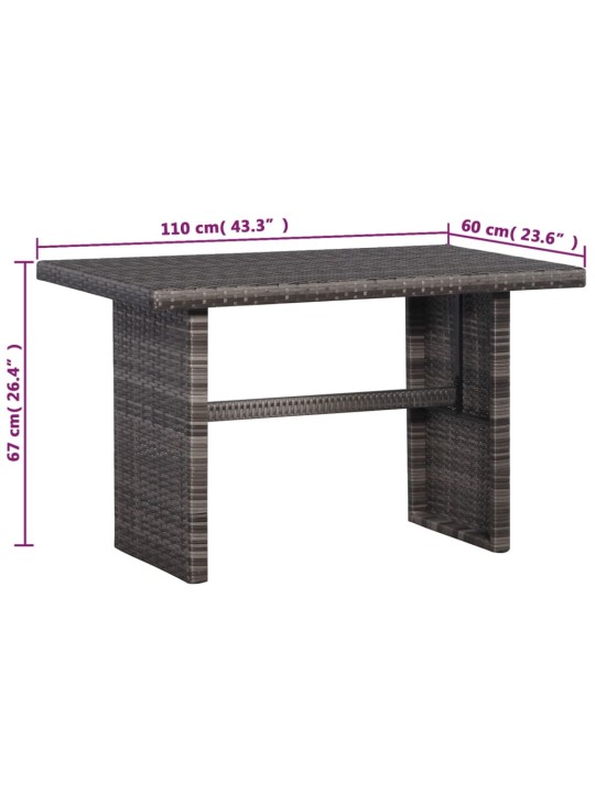 3dílný bistro set s poduškami hnědý polyratan šedý