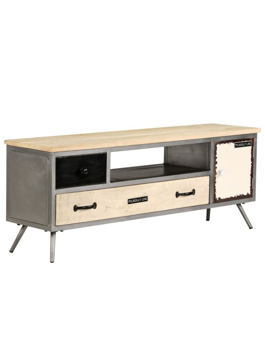 TV stolek masivní mangovníkové dřevo a ocel 120 x 30 x 45 cm