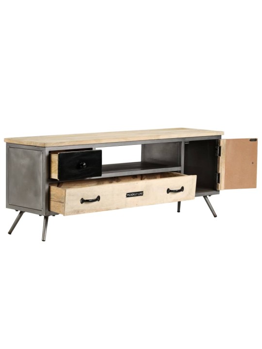TV stolek masivní mangovníkové dřevo a ocel 120 x 30 x 45 cm