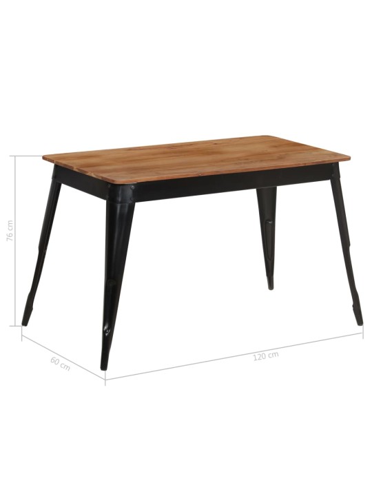 Jídelní stůl masivní akáciové dřevo a ocel 120 x 60 x 76 cm