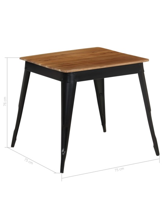 Jídelní stůl masivní akáciové dřevo a ocel 75 x 75 x 76 cm