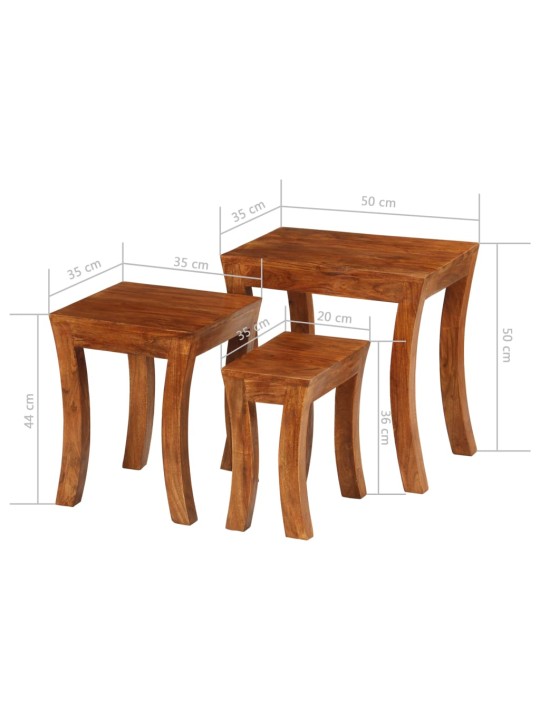 Sada hnízdových stolků 3 ks masivní akácie 50x35x50 cm hnědá