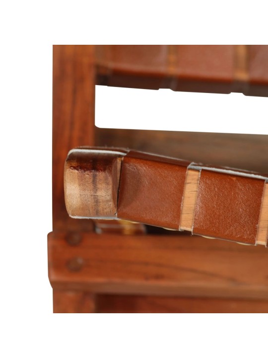 Skládací židle vyplétaná hnědá pravá kůže