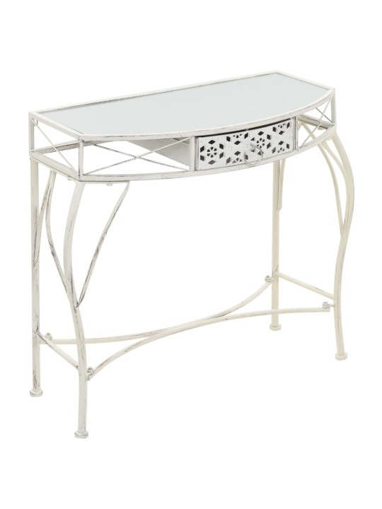 Odkládací stolek ve francouzském stylu kovový 82x39x76 cm bílý