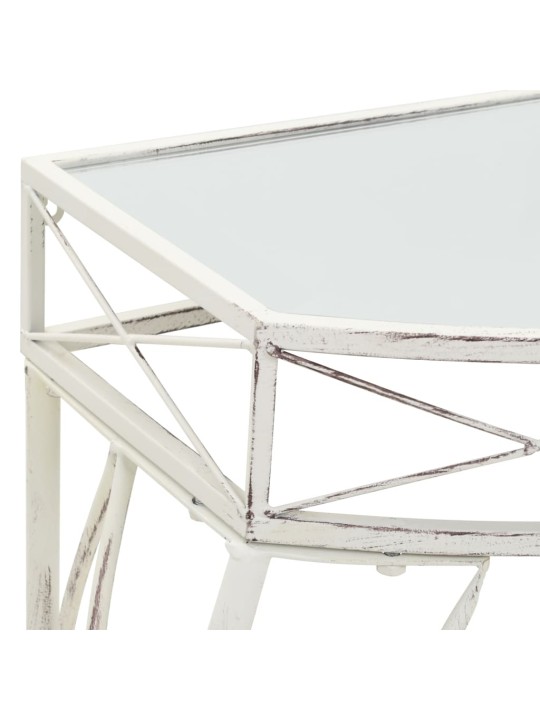 Odkládací stolek ve francouzském stylu kovový 82x39x76 cm bílý