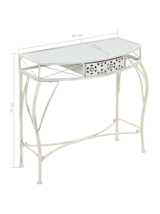 Odkládací stolek ve francouzském stylu kovový 82x39x76 cm bílý