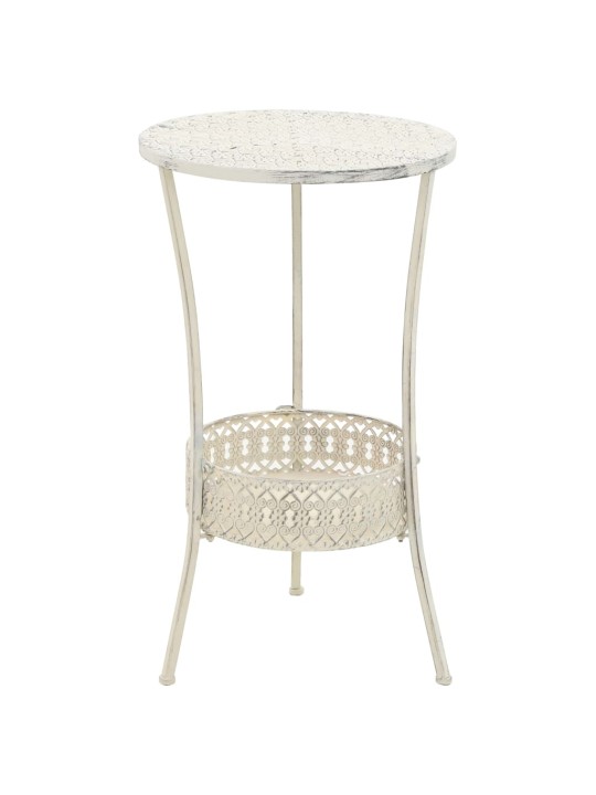 Bistro stolek ve vintage stylu kulatý kovový 40 x 70 cm bílý
