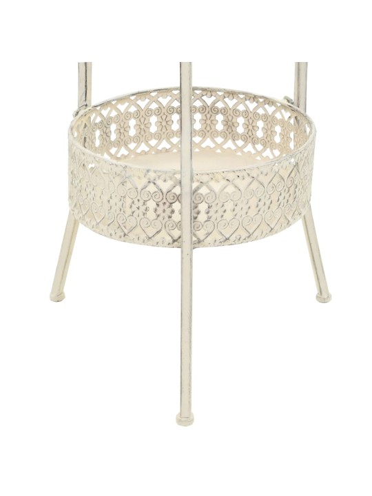 Bistro stolek ve vintage stylu kulatý kovový 40 x 70 cm bílý
